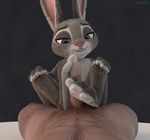  2017 3_toes 3d_(artwork) adamb/fluffy anthro biting_lip blender_(software) digital_media_(artwork) disney duo erection faceless_male feet female female_focus first_person_view foot_fetish footjob fur half-closed_eyes hands_on_knees human human_on_anthro interspecies judy_hopps lagomorph looking_at_penis male male/female male_on_anthro male_pov mammal nude penis rabbit sex simple_background solo_focus toes zootopia 