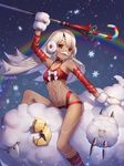  :o altera_(fate) altera_the_santa animal arm_up artist_name bangs bare_shoulders boots bra breasts candy candy_cane choker christmas circlet collarbone commentary dark_skin detached_sleeves earmuffs eyebrows_visible_through_hair facial_hair fate/grand_order fate_(series) food full_body_tattoo fur_trim holding holly knee_boots light_particles looking_at_viewer mittens mustache navel night night_sky on_animal open_mouth rainbow red_bra red_choker red_eyes red_footwear ribbon riding roang sheep shiny shiny_skin short_hair signature sitting sky small_breasts snowflakes snowing star_(sky) starry_sky stomach swept_bangs tattoo underwear veil white_hair white_mittens white_ribbon wind 