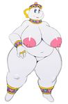  2017 absurd_res animate_inanimate areola beauty_and_the_beast big_breasts blue_eyes breasts disney female hi_res huge_breasts looking_at_viewer mrs._potts navel nipples not_furry object_head overweight overweight_female pussy simple_background solo sssonic2 thick_thighs voluptuous white_background 