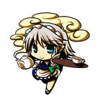  blue_eyes chibi full_body izayoi_sakuya maid socha solo teapot touhou transparent_background 