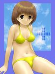  anegasaki_nene aoc_cannon bikini brown_eyes brown_hair love_plus md5_mismatch mole mole_under_eye short_hair solo swimsuit 