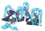  aqua_eyes aqua_hair bad_id bad_pixiv_id blue_eyes clone hatsune_miku long_hair moha multiple_girls necktie skirt smile thighhighs twintails very_long_hair vocaloid 