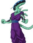  alien alien_(movie) antennae clenched_teeth crossover dragon_ball dragon_ball_z fusion green_skin male_focus parody piccolo pointy_ears solo teeth traditional_media xenomorph 