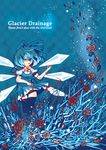  blue_hair bow character_name cirno english flower hair_bow hair_over_one_eye marutomoi red_flower red_rose ribbon rose solo thighhighs thorns tongue touhou wings 