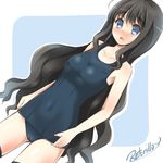  bad_id bad_pixiv_id black_hair blue_eyes long_hair one-piece_swimsuit original retorillo school_swimsuit signa_(retorillo) solo swimsuit thighhighs 