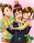  akizuki_ritsuko face folded_ponytail futami_ami futami_mami idolmaster idolmaster_(classic) idolmaster_2 kenbou multiple_girls siblings sisters twins 