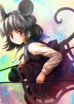  animal_ears close-up dress grey_hair hands highres ikamagu jewelry mouse_ears mouse_tail nazrin pendant red_eyes short_hair smile solo tail touhou 