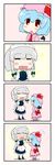  4koma absurdres bad_id bad_pixiv_id blood blue_hair blush braid chibi comic grey_hair highres izayoi_sakuya maid mesou-san multiple_girls nose_blush nosebleed open_mouth red_eyes remilia_scarlet short_hair silent_comic sparkle staring touhou 