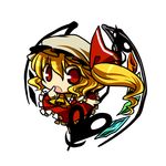  blonde_hair chibi flandre_scarlet full_body hat laevatein red_eyes side_ponytail socha solo touhou transparent_background wings 