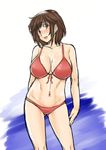  amagami bikini breasts brown_eyes brown_hair cleavage henkuma highres large_breasts sakurai_rihoko short_hair sketch solo swimsuit 