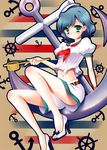  anchor bad_id bad_pixiv_id black_hair green_eyes hat high_heels highres hishaku momose_rin murasa_minamitsu sailor sailor_collar sailor_hat shoes short_hair solo touhou 