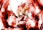  bad_id bad_pixiv_id blonde_hair bow gengetsu hair_bow mr.milk_caramel red_bow red_eyes solo touhou touhou_(pc-98) wings 