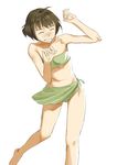  akizuki_ryou bandeau barefoot bikini closed_eyes crossdressing idolmaster idolmaster_dearly_stars image_sample inu_(aerodog) male_focus midriff otoko_no_ko pixiv_sample sarong smile solo strapless swimsuit tubetop 