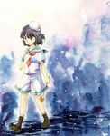  black_hair hat hishaku millipen_(medium) murasa_minamitsu sailor sailor_hat shiroaisa short_hair solo touhou traditional_media watercolor_(medium) 