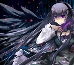  bad_id bad_pixiv_id breasts chirosuke choker dress feathers flower frills hairband highres large_breasts long_hair purple_eyes ribbon rose rozen_maiden silver_hair solo suigintou wings 