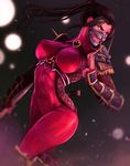  1girl bodysuit breasts brown_hair large_breasts long_hair menpoo mothman_(the_m0thman) ninja ponytail skin_tight soul_calibur soulcalibur_iv taki_(soulcalibur) 