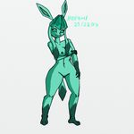  2017 anthro anthrofied breasts eeveelution female glaceon grey_background hand_on_arm hexami looking_at_viewer nintendo nipples nude pok&eacute;mon pok&eacute;mon_(species) pok&eacute;morph pussy simple_background smile standing video_games 