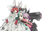 1girl ahoge angry annoyed aqua_eyes arc_system_works black_dress breasts bridal_veil bunny_ears cleavage clover crazy_eyes dress elphelt_valentine fingerless_gloves four-leaf_clover girls_frontline gloves glowing glowing_eyes guilty_gear guilty_gear_xrd guilty_gear_xrd:_revelator gun handgun large_breasts mori_yori multiple_persona open_mouth pink_hair robot_ears rocket_launcher shaded_face shiny shiny_hair shiny_skin short_hair shotgun simple_background spiked_collar spikes time_paradox veil weapon wedding_dress white_background white_dress yellow_eyes 