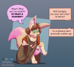 absurd_res age_regression ageplay canid canine canis clothed clothing diaper domestic_dog dustyerror english_text eyewear female fox glasses hi_res mammal nintendo pamp pamper pokemon roleplay text trans_(lore) trans_woman_(lore) transformation wearing_diaper