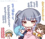  :d animal apron arm_grab bangs beret blue_hair blue_shirt blue_skirt blush blush_stickers bow bowtie brown_eyes brown_hair cat collared_shirt dated error_musume eye_contact eyebrows_visible_through_hair green_skirt hair_between_eyes hat hiryuu_(kantai_collection) japanese_clothes kantai_collection kasumi_(kantai_collection) kimono komakoma_(magicaltale) light_brown_hair long_hair long_sleeves looking_at_another low_twintails minazuki_(kantai_collection) multiple_girls one_side_up open_mouth parted_lips pink_apron red_neckwear remodel_(kantai_collection) school_uniform serafuku shirt short_kimono side_ponytail silver_hair skirt smile translated twintails twitter_username white_background white_hat white_shirt yellow_kimono younger ||_|| 
