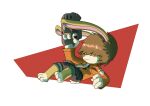 abstract_background action_pose anthro clothing covered_eyes fluffy fluffy_tail fur gun hi_res jumping lagomorph leporid long_ears male mammal orange_clothing orange_shirt orange_topwear pose rabbit ranged_weapon science_fiction shirt solo tail tilian_pinatre topwear turkojar weapon yellow_body yellow_fur