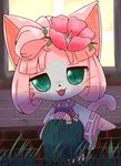  1girl artist_request cat cat_busters furry green_eyes japanese_clothes long_hair pink_hair solo 