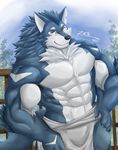  2017 abs anthro biceps big_muscles black_nose canine fur hi_res male mammal muscular muscular_male naruever pecs simple_background wolf zack_(naruever) 