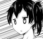  close-up comic emphasis_lines greyscale kaga_(kantai_collection) kantai_collection monochrome open_mouth sakimiya_(inschool) side_ponytail solo upper_body 