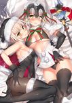  artoria_pendragon_(all) ass bell black_bra black_gloves black_legwear black_panties blonde_hair blush boots bra breasts capelet christmas cosplay elbow_gloves fate/grand_order fate_(series) fur_trim gloves gothic_lolita hat headpiece highres jeanne_d'arc_(alter)_(fate) jeanne_d'arc_(fate)_(all) jeanne_d'arc_alter_santa_lily jeanne_d'arc_alter_santa_lily_(cosplay) jingle_bell kawai large_breasts lolita_fashion long_hair looking_at_viewer multiple_girls older panties pantyhose parted_lips polearm saber_alter sack santa_alter santa_hat spear thighhighs underwear weapon yellow_eyes 