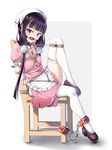  absurdres angry apron arms_behind_back bangs bdsm black_footwear blend_s blunt_bangs blush bondage bound bound_ankles bound_arms bound_legs chain chair dripping drooling from_side full_body gala_king hair_bobbles hair_ornament highres long_hair looking_at_viewer looking_to_the_side low_twintails on_chair pink_shirt pink_skirt puffy_short_sleeves puffy_sleeves purple_eyes purple_hair sakuranomiya_maika saliva shibari shibari_over_clothes shirt shoes short_sleeves sitting skirt solo stile_uniform thighhighs tsurime twintails v-shaped_eyebrows very_long_hair waist_apron waitress wet wet_clothes wet_shirt white_apron white_legwear 