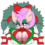  absurd_res bat bessi_the_bat big_breasts big_nipples breasts christmas clothing disembodied_hand eyelashes fan_character female grope hi_res holidays huge_breasts lipstick makeup mammal marthedog nipples plant ribbons ripping smile sonic_(series) teeth undressing wreath 