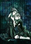  1boy 1girl black_hair ciel_phantomhive dress duo gothic_lolita green_eyes hug kuroshitsuji long_hair sieglinde_sullivan 