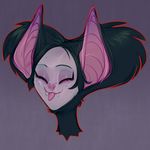  anthro bat big_ears black_fur blep cute derek_hetrick eyelashes eyes_closed fangs female fur headshot_portrait mammal musette portrait solo tongue tongue_out 