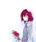  1girl bouquet crying flower green_eyes hatori_chise mahou_tsukai_no_yome red_hair simple_background tears the_little_prince white_background 