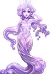  breasts female goo goo_creature hair nipples not_furry nude purple_eyes purple_goo purple_hair simple_background solo stringmouse white_background 