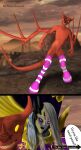 3d_background absurd_res anthro armor clothing demon footwear gold_(metal) gold_armor grey_body grey_skin heroes_of_might_and_magic_5 hi_res horn humanoid male male/male neon-serpent nude_male orange_eyes pit_fiend pit_fiend_(might_and_magic) purple_armor purple_eyes socks to_be_continued_meme warhammer_(franchise) warhammer_40000 wings