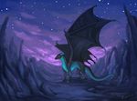  2017 claws detailed_background digital_media_(artwork) dragon erise_(character) feral glowing glowing_eyes hi_res male night outside raxrie red_eyes scales scalie sky solo star starry_sky wings 