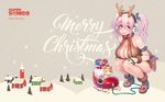  animal boots bow breasts building cat christmas headphones horns logo long_hair nitroplus pink_eyes pink_hair snow sonico super_sonico tagme_(artist) twintails wristwear 