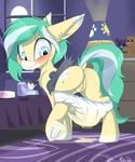  better_version_at_source blue_eyes blush butt chest_tuft cutie_mark diaper equine eyelashes female feral fur horse mammal mistydash my_little_pony pegasus pony presenting presenting_hindquarters presenting_pussy pussy raised_tail solo tuft urine watersports wings 