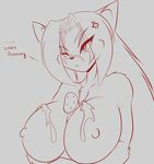  2015 after_sex angry anthro big_breasts breasts cat cum cum_on_breasts cum_on_face dialogue eliza_(mastergodai) english_text erection faceless_male feline female female_focus male male/female mammal mastergodai monochrome nipples one_eye_closed penis sex sketch text titfuck 