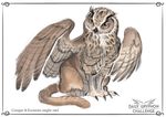  ambiguous_gender avian bird brown_eyes brown_feathers claws cougar digital_media_(artwork) feathered_wings feathers feline feral mammal owl pechschwinge sitting solo wings 