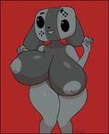  animate_inanimate anthro big_breasts breasts canine dog female honwell huge_breasts looking_at_viewer mammal nintendo nintendo_switch nipples nude short_stack simple_background smile solo switch_dog thick_thighs video_games wide_hips 