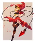  absurdres ass blonde_hair breasts chain closed_eyes from_behind full_body highres hood medium_breasts odin_sphere solo splish striped striped_legwear thighhighs velvet_(odin_sphere) vertical-striped_legwear vertical_stripes 