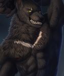  2017 abs anthro black_fur canine digital_media_(artwork) fur hi_res male mammal marsel-defender muscular muscular_male pecs wolf yellow_eyes 