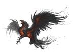  ambiguous_gender avian beak black_beak black_feathers digital_media_(artwork) feathered_wings feathers feral gryphon pechschwinge simple_background solo white_background wings 