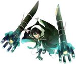  :d black_gloves black_hair brown_eyes celesteela full_body gen_7_pokemon gloves hood kgbt_i male_focus open_mouth personification pokemon smile solo squatting 