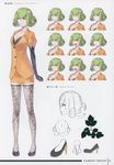  1girl artbook bandai black_footwear black_gloves black_shirt breasts character_sheet cleavage curvy digimon digimon_story:_cyber_sleuth elbow_gloves female floral_print formal full_body gloves green_hair hair_ornament happy jacket kishibe_rie naughty_face official_art orange_eyes patterned_legwear pencil_skirt print_gloves print_legwear puffy_sleeves scan shiny shiny_skin shirt shoes simple_background skirt skirt_suit smile solo standing suit thighhighs yasuda_suzuhito yellow_eyes yellow_skirt zettai_ryouiki 