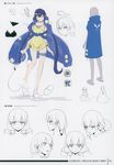 1girl artbook artist_name bandai bare_legs blush character_sheet digimon digimon_story:_cyber_sleuth_hacker&#039;s_memory female full_body highres long_hair long_twintails looking_at_viewer mishima_erika monochrome official_art scan sketch solo twintails very_long_hair yasuda_suzuhito yellow_eyes 