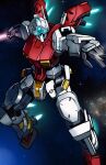  assault_visor blue_visor commentary_request energy_sword exhaust gelgoog_(gquuuuuux) gundam gundam_gquuuuuux highres holding holding_sword holding_weapon mecha mecha_focus mobile_suit nebula no_humans outstretched_arms reibun_(raven1119) robot science_fiction solo space spread_arms star_(sky) sword thrusters weapon wire 
