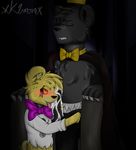  2017 animatronic anthro bear blush clothed clothing cum digital_media_(artwork) dream duo erection fellatio five_nights_at_freddy&#039;s fredbear machine male male/male mammal nightmare open_mouth oral penis robot saliva sex simple_background smile tongue tongue_out video_games xk1rarax 